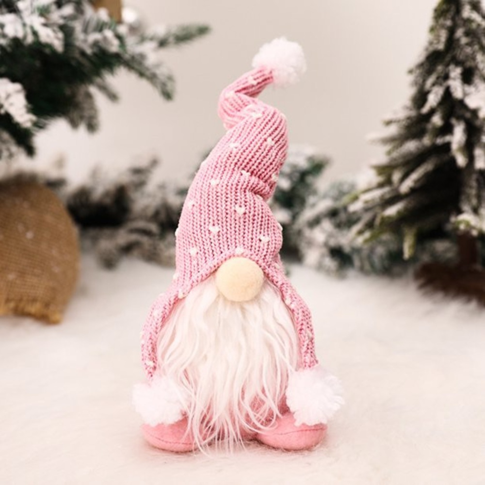 New Handmade Cute Pink White Home Decor Linen Polyester Gnome Elf Doll Figurine - Picture 6 of 14